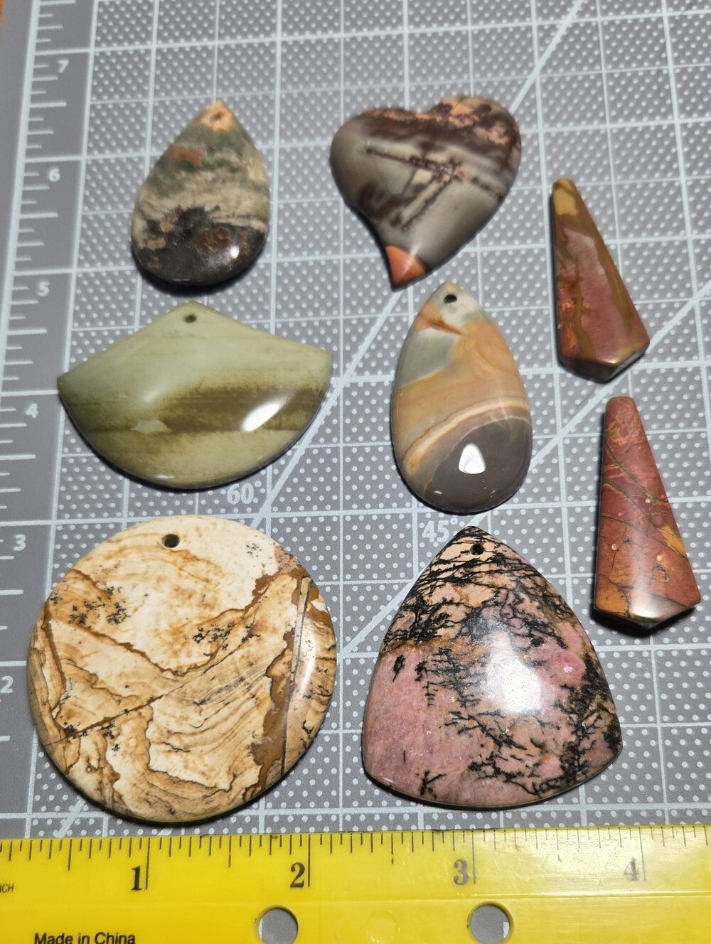 8- Gemstones Pendant Beads Mixed Lot Destash Top drilled Nice Assortment